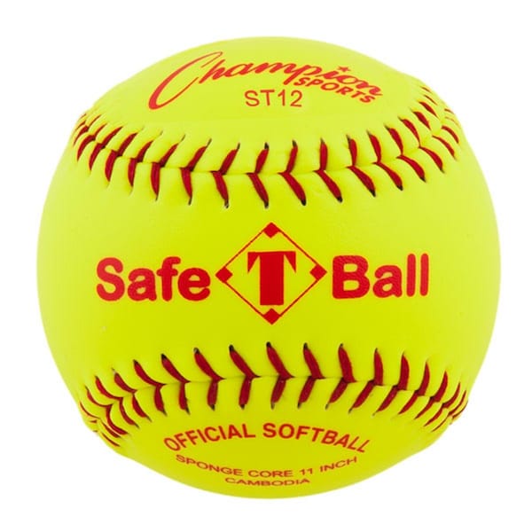Perfectpitch 12 in. Safety SoftballOptic Yellow & Red PE745133 - main